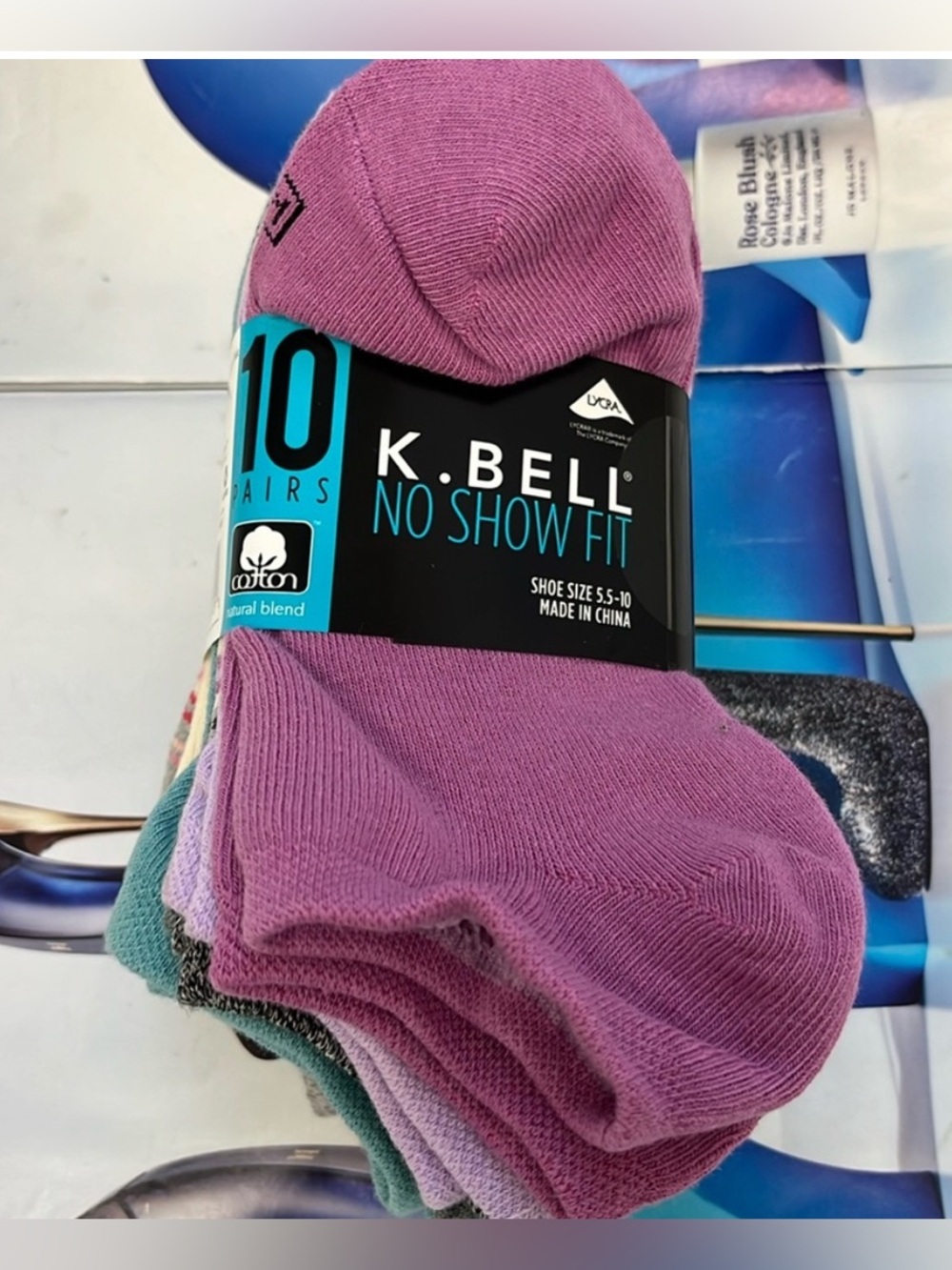 K. Bell No Show Fit Socks 10 Pairs multicolor 5.5-10 new